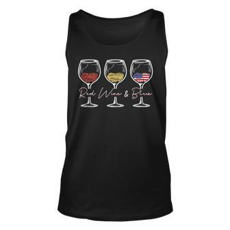 Red Wine & Blue 4Th Of July Wine Red White Blue Merica Usa  Unisex Tank Top