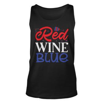 Red Wine Blue 4Th Of July Wine Red White Blue Wine Glasses V2 Unisex Tank Top | Favorety