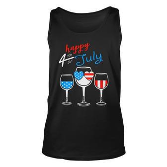 Red Wine Blue 4Th Of July Wine Red White Blue Wine Glasses V4 Unisex Tank Top | Favorety DE