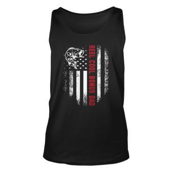 Reel Cool Bonus Dad American Flag Fishing Fathers Day Gift Unisex Tank Top | Mazezy