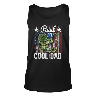Reel Cool Dad Fishing American Flag Fathers Day Gif Unisex Tank Top | Mazezy