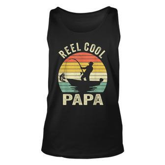 Reel Cool Papa Fishing Dad Fathers Day Fisherman Fish Tank Top | Mazezy