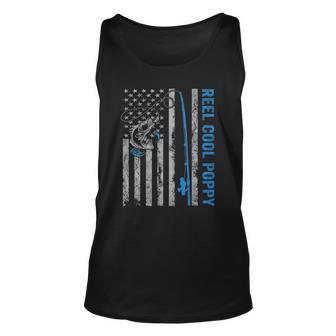 Reel Cool Poppy Fathers Day American Flag Fishing Unisex Tank Top | Mazezy