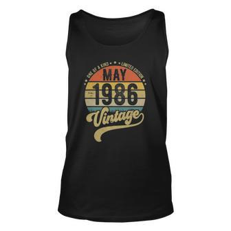 Retro 36Th Birthday Born In May 1986 Vintage Gift Unisex Tank Top | Mazezy