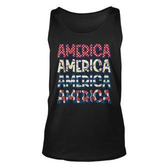 Retro Vintage America Red Blue And White 4Th July Patriotic Unisex Tank Top - Seseable