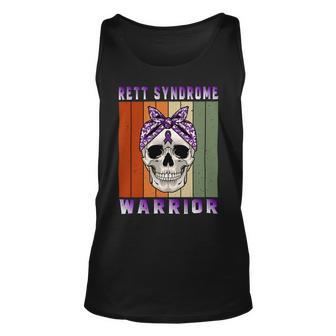 Rett Syndrome Warrior Skull Women Vintage Purple Ribbon Rett Syndrome Rett Syndrome Awareness Unisex Tank Top | Favorety UK