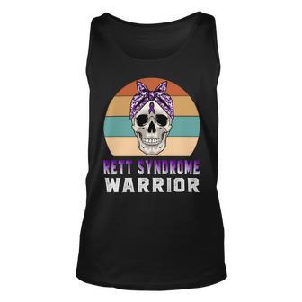 Rett Syndrome Warrior Skull Women Vintage Purple Ribbon Rett Syndrome Rett Syndrome Awareness V2 Unisex Tank Top | Favorety