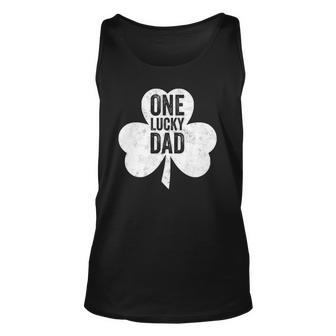 Saint Patricks Day Funny Gift One Lucky Dad Unisex Tank Top | Mazezy