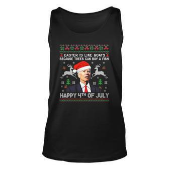 Santa Joe Biden Happy 4Th Of July Ugly Christmas Men Unisex Tank Top | Mazezy