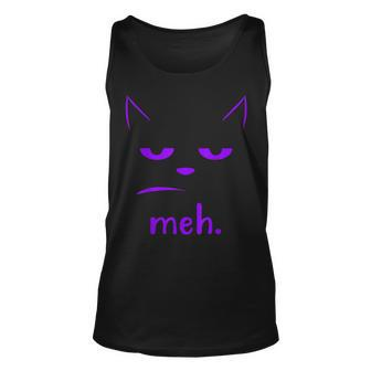 Sarcastic And Funny Meh Halloween Cat Unisex Tank Top - Seseable