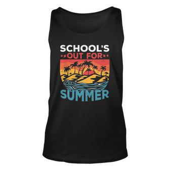 Schools Out For Summer Teacher Cool Retro Vintage Last Day Unisex Tank Top | Mazezy