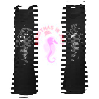 Sea Horse Christmas In July Marine Biologist Gift Unisex Tank Top - Thegiftio UK
