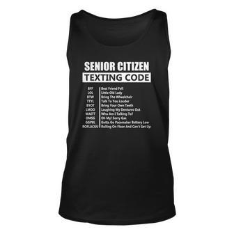 Senior Citizen Texting Code Amazing Print For Old People Unisex Tank Top | Mazezy