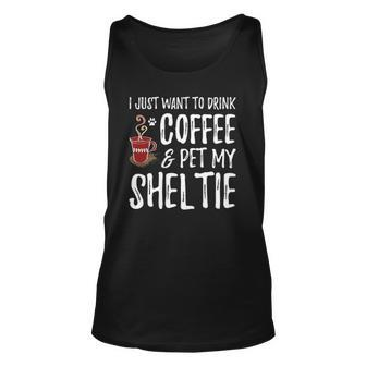Sheltie Coffee Drinker Tees Unisex Tank Top | Mazezy