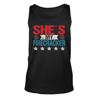 Shes My Firecracker His And Hers 4Th July Matching Couples Unisex Tank Top - Seseable