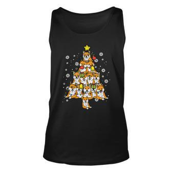 Shiba Inu Christmas Tree Xmas Pajamas Pjs Akita Dog T-Shirt Unisex Tank Top - Seseable