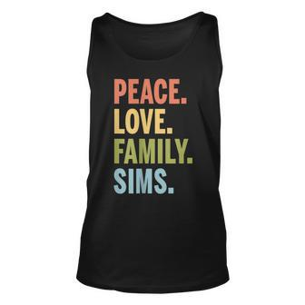 Sims Last Name Peace Love Family Matching Unisex Tank Top - Thegiftio UK