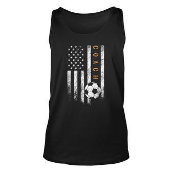 Soccer Coach American Flag Design Soccer Trainer Coaching Unisex Tank Top | Mazezy