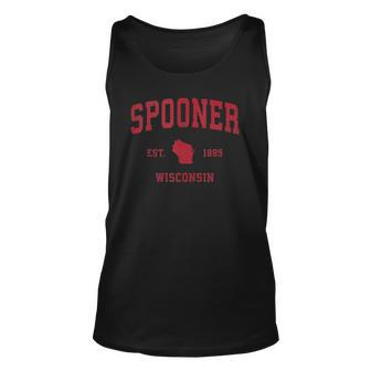 Spooner Wisconsin Wi Vintage Sports Design Red Print Unisex Tank Top | Mazezy