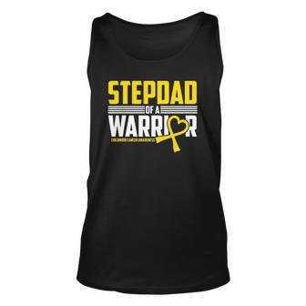 Mens Stepdad Childhood Cancer Awareness Survivor Ribbon Warrior Tank Top | Mazezy