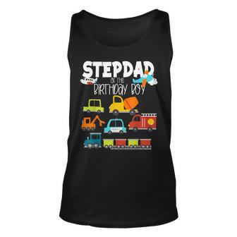Stepdad Of The Birthday Boy Family Matching Train Fire Truck Unisex Tank Top | Seseable FR