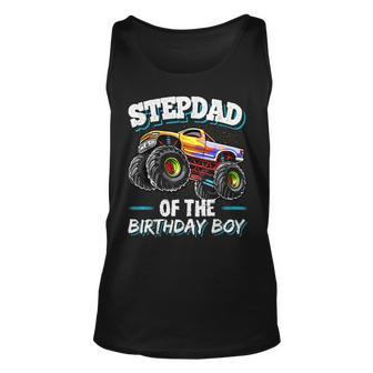 Stepdad Of The Birthday Boy Matching Family Monster Truck Unisex Tank Top - Seseable