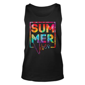 Summer Vibes Tie Dye Hello Summer Vacation Unisex Tank Top | Favorety