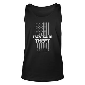 Taxation Is Theft American Flag 4Th Of July Gift Unisex Tank Top
