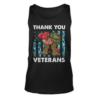 Thank You Veterans Combat Boots Poppy Veteran Day T-Shirt T-Shirt Unisex Tank Top - Monsterry