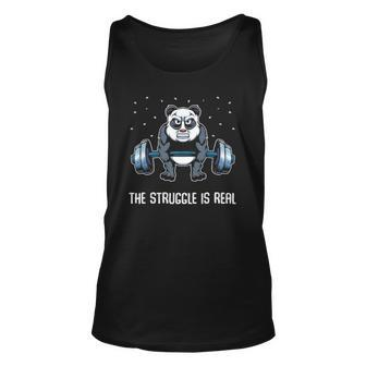 The Struggle Is Real Funny Fitness Panda Gymer Unisex Tank Top | Mazezy
