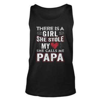 There Is A Girl She Stole My Heart She Calls Me Papa Gift Unisex Tank Top | Mazezy