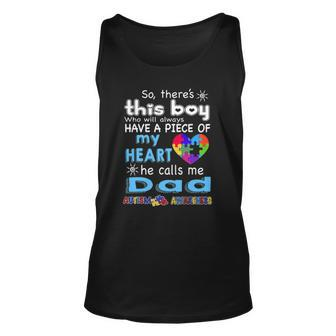 Theres This Boy He Call Me Dad Autism Awareness Unisex Tank Top | Mazezy
