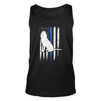 Thin Blue Line Bloodhound Dog Police Officer American Flag Unisex Tank Top | Mazezy