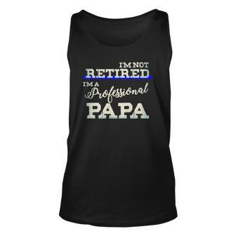 Thin Blue Line Distressed Retired Professional Papa Police Unisex Tank Top | Mazezy