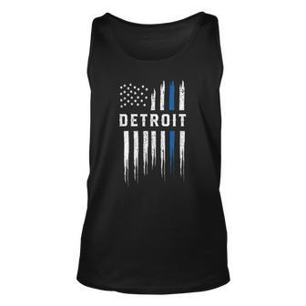 Thin Blue Line Heart Detroit Police Officer Michigan Cops Unisex Tank Top | Mazezy