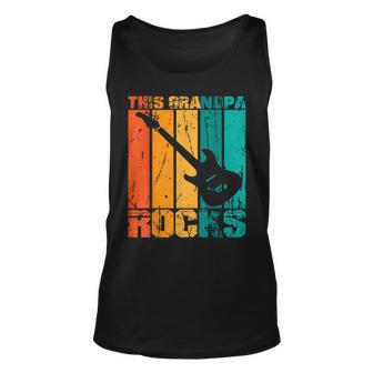 This Grandpa Rocks Design Fathers Day Birthday Guitar Unisex Tank Top - Seseable