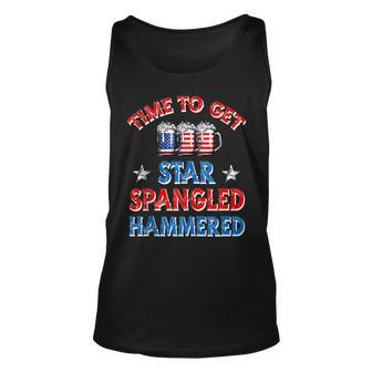 Time To Get Star Spangled Hammered 4Th Of July Beer Western Unisex Tank Top - Seseable
