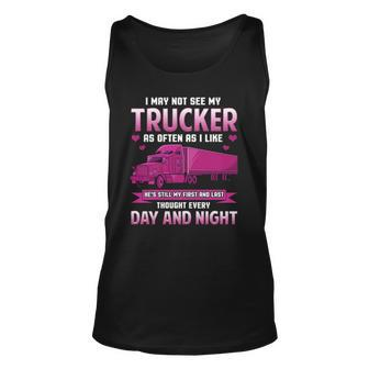 Trucker Wife Funny Gift Trucker Girlfriend Trucking Unisex Tank Top | Mazezy