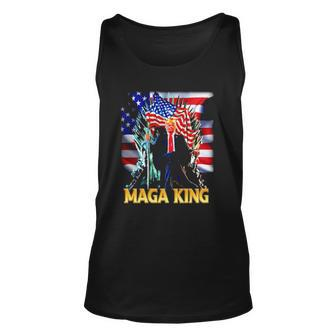 Trump King The Great Maga King American Flag Trump Seat On The Iron Throne Tank Top | Mazezy