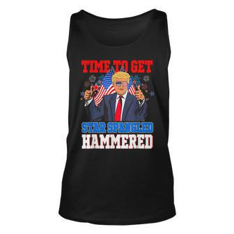 Trump Merica 4Th Of July Time To Get Star Spangled Hammered Unisex Tank Top - Seseable