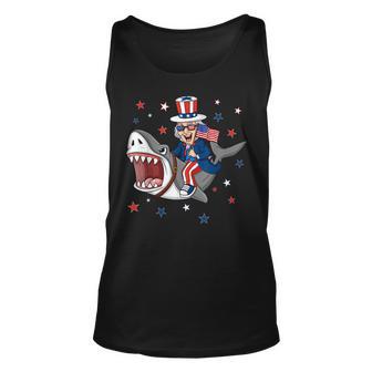 Uncle Sam Riding Shark 4Th Of July Patriotic Boys Kids Funny Unisex Tank Top | Seseable FR