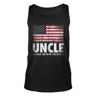 Uncle The Man Myth Legend Fathers Day 4Th Of July Funny Zip Unisex Tank Top - Seseable