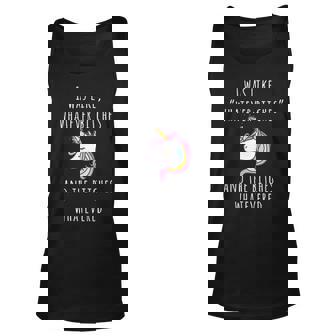 Unicorn I Was Like Whatever Bitches Funny Sarcastic Unisex Tank Top - Thegiftio