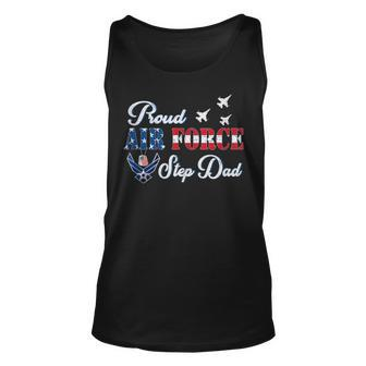 Us Flag Proud Air Force Step Dad Fathers Day 4Th Of July Unisex Tank Top - Seseable