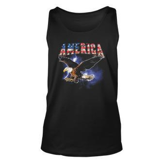 Usa Flag America Font Eagle Flashes For Men And Women Unisex Tank Top | Mazezy