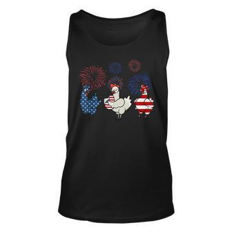 Usa Flag Chicken Fireworks Patriotic 4Th Of July Unisex Tank Top | Mazezy