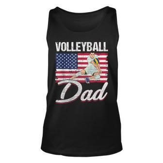 Usa Flag Volleyball Dad Fathers Day Funny 4Th Of July Unisex Tank Top - Seseable