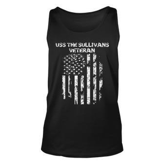 Uss The Sullivans Military Veteran Distressed Usa Flag Unisex Tank Top - Thegiftio UK