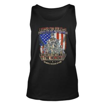 Veteran I Stand For Our Flag Proud To Be A Veteran 457 Navy Soldier Army Military Unisex Tank Top - Monsterry