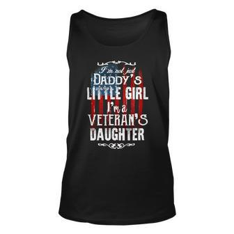 Veteran Im Veterans Daughter Not Just Daddys Little Girl Vintage American Flag Veterans Da Navy Soldier Army Military Unisex Tank Top - Monsterry